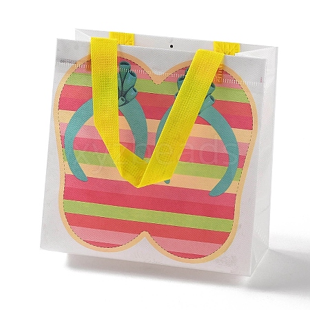 Summer Beach Theme Printed Flip Flops Non-Woven Reusable Folding Gift Bags with Handle ABAG-F009-E02-1