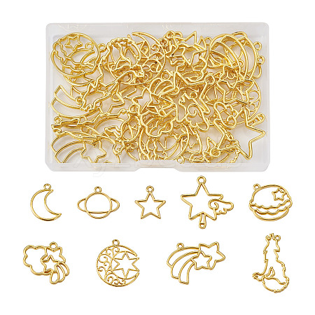 36Pcs 9 Styles Alloy Open Back Bezel Pendants FIND-CW0001-22-1