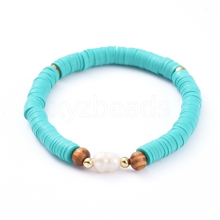 Handmade Polymer Clay Heishi Bead Stretch Bracelets BJEW-JB05095-04-1