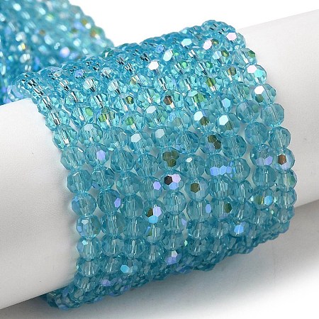 Electroplate Transparent Glass Beads Strands EGLA-A035-T4mm-L08-1