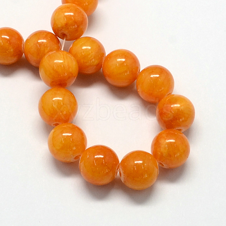 Natural Dyed Yellow Jade Gemstone Bead Strands X-G-R271-10mm-Y08-1