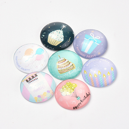 Printed Glass Flat Back Cabochons LS-X-GGLA-Q056-015-12mm-1