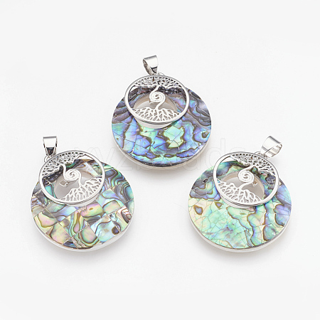 Natural Paua Shell Pendants KK-F751-A01-1