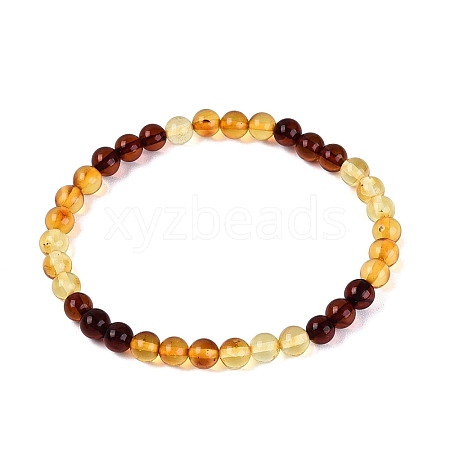Natural Amber Beaded Stretch Bracelets BJEW-N041-04C-01-1