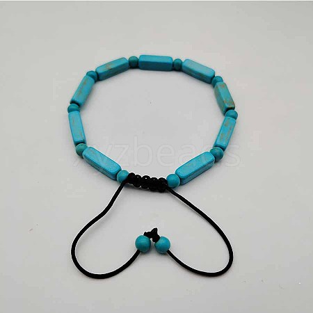 Rectangle Natural Howlite Dyed Braided Bead Bracelets VO3250-1-1