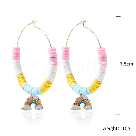 Bohemia Style Colorful Clay Beads Hoop Earrings JF2291-1-1