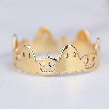 Ghost & Pumpkin 925 Sterling Silver Finger Rings FS-WGB9B73-04-1