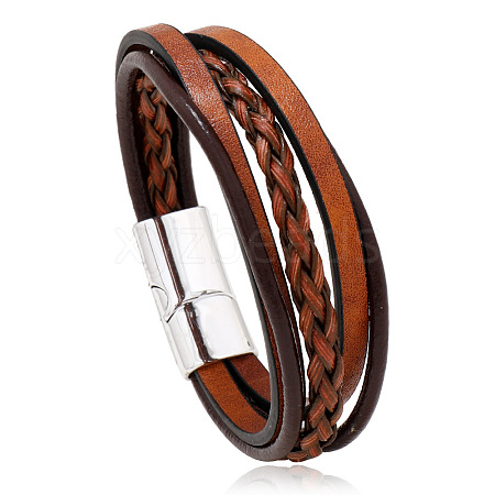 Retro Minimalist Leather Magnetic Clasp Bracelet for Men - Trendy European and American Style Jewelry ST6659330-1