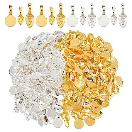 180Pcs 6 Style Tibetan Style Alloy Glue On Flat Pad Pendant Bails TIBEP-HS0001-02-1