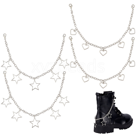 4Pcs 2 Styles Alloy Boot Strap Chains AJEW-DR0002-16-1