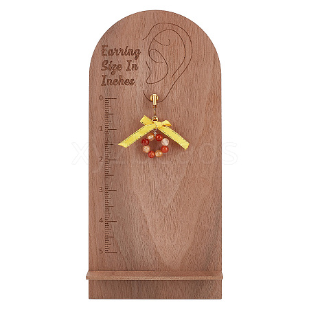 Arch Wood Slant Back Earring Display Stand with Measurements EDIS-WH0029-85-1