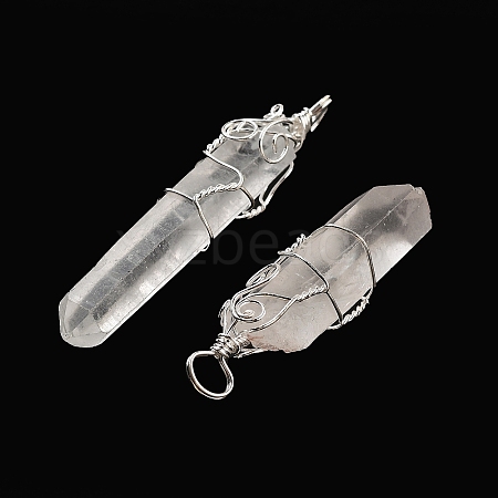 Natural Quartz Crystal Big Pointed Pendants G-P253-01S-01-1