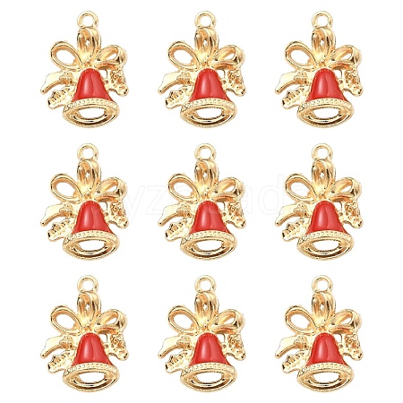 20Pcs Christmas Bell Alloy Enamel Pendants ENAM-YW0006-08-1