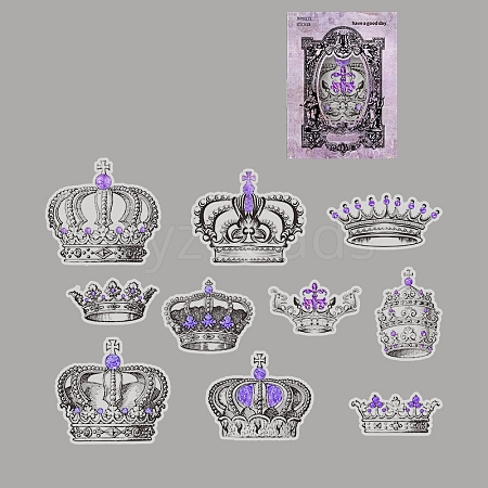 30Pcs 10 Styles Crown Translucent Parchment Paper Stickers PW-WG67829-04-1