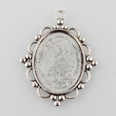 Tibetan Style Pendant Cabochon Settings LS-TIBEP-K020-28AS-1