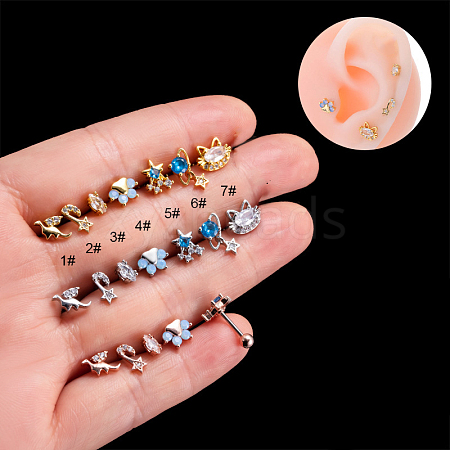 316L Stainless Steel Cubic Zirconia Cartilage Earrings for Women WGF6ABA-04-1