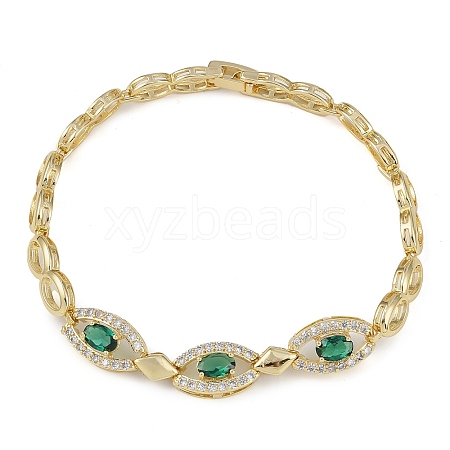 Cubic Zirconia Oval Link Chain Bracelet BJEW-Z069-01G-03-1