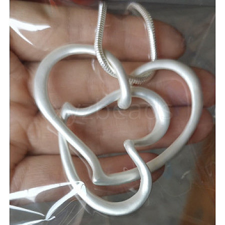 Alloy Couple Heart Pendant Round Snake Chain Necklaces for Women FS-WG2D0F8-02-1