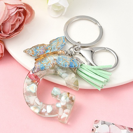 Resin & Acrylic & Faux Suede Tassel Keychain KEYC-YW00126-07-1