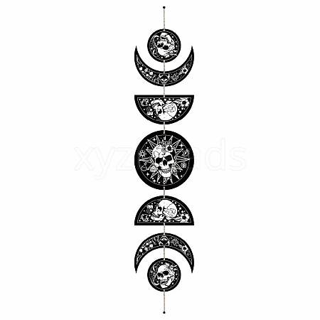 Moon Phase Wood Hanging Wall Decorations HJEW-WH0054-015-1