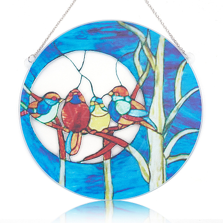 Four Birds Acrylic Suncatchers AJEW-WH0258-459-1