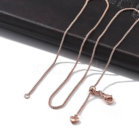 1mm Rack Plating Brass Box Chain Adjustable Slider Necklaces for Women Men MAK-L044-08RG-1