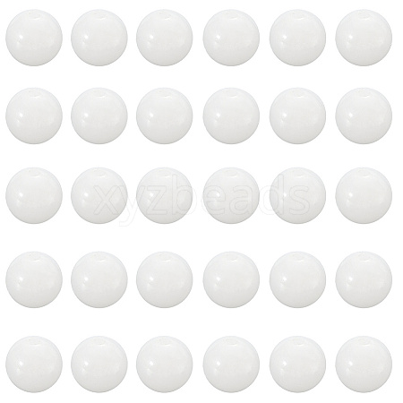 2 Strands Natural White Jade Round Beads Strands G-SP0001-25-1