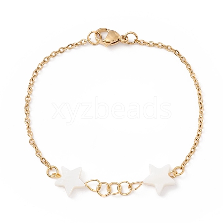 Synthetic Shell Star Link Bracelet BJEW-F431-04G-1