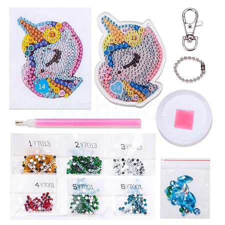 DIY Diamond Painting Keychain Kits DIAM-PW0010-70G-1