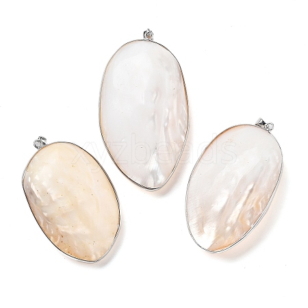 Electroplate Natural White Shell Pendants KK-F882-02P-1