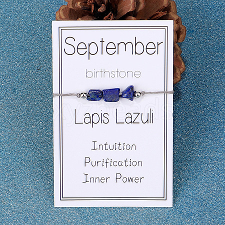 Natural Lapis Lazuli Nuggets Braided Bead Bracelet GR1793-9-1