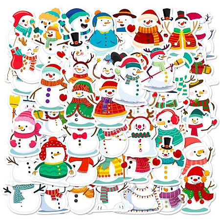 Christmas Theme 50Pcs Paper Self-Adhesive Picture Stickers AJEW-S036-15-1