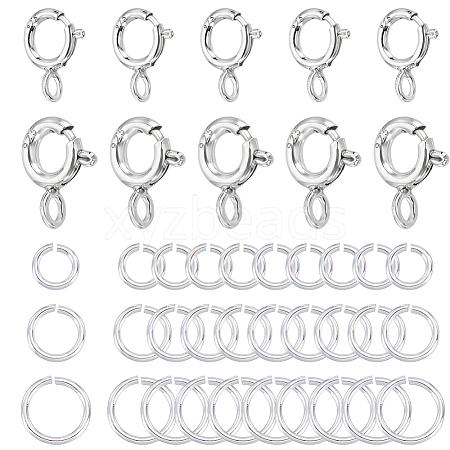 10Pcs 2 Styles 925 Sterling Silver Spring Ring Clasps STER-GA0001-21-1