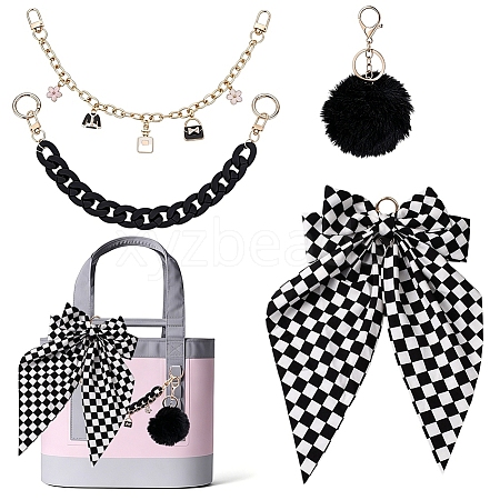 4Pcs Aluminium Bag Extender Chains & Pendant Decoration HJEW-FG00044-1