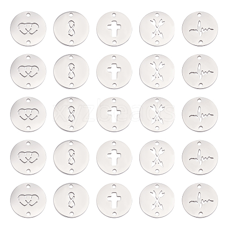 50Pcs 5 Style Manual Polishing 304 Stainless Steel connector Charms STAS-UN0035-89-1