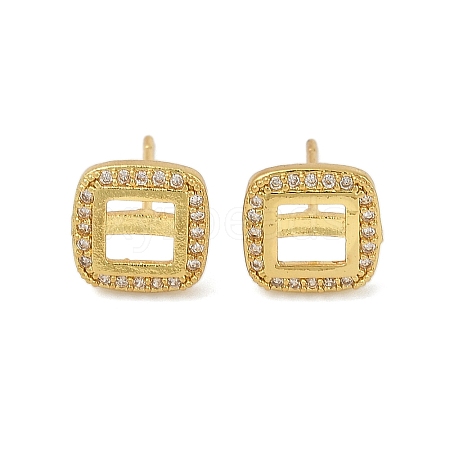 Brass Micro Pave Cubic Zirconia Stud Earring Findings KK-F891-13G-1