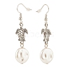 Flat Round ABS Plastic Pearl Beaded Dangle Earrings EJEW-JE04891-5