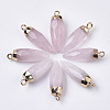 Top Golden Plated Natural Rose Quartz Pointed Pendants G-S359-078E-2