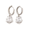 Brass Micro Pave Clear Cubic Zirconia Hoop Earrings for Women EJEW-U015-21P-1