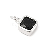 925 Sterling Silver Pave Cubic Zirconia Square Charms with Jump Rings STER-D288-05S-05-2