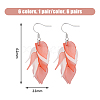 FIBLOOM 6 Pairs 6 Colors Acrylic Leaf Dangle Earrings EJEW-FI0001-73-2