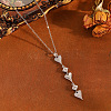 Brass Pave Clear Cubic Zirconia Heart Tassel Long Pendant 304 Stainless Steel Cable Chain Necklaces for Women WGA7C59-08-1