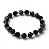 Faceted Natural Tiger Eye Stretch Beaded Bracelets BJEW-H543-A01-1