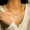 304 Stainless Steel Snake Chains 3 Layer Necklace for Women NJEW-C028-01G-5