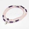 Personalized Dual-use Round Gemstone Beads 4-Layer Stretch Wrap Bracelets/Necklaces BJEW-JB01906-01-4