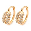 Brass Micro Pave Clear Cubic Zirconia Hoop Earrings EJEW-A107-05A-KCG-1