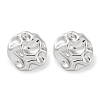 304 Stainless Steel Texture Flat Round Stud Earrings EJEW-D281-15S-1