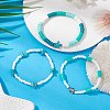 3Pcs 3 Styles Flat Round Handmade Polymer Clay Beads Beaded Stretch Bracelets BJEW-TA00583-1