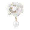 Pearl Camellia Flower Brooch Pin Rhinestone Crystal Brooch Flower Lapel Pin for Birthday Party Anniversary T-shirt Dress Clothing Accessories Jewelry Gift JBR097B-1