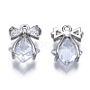 Brass Inlaid Clear Cubic Zirconia Pendants X-ZIRC-S069-010P-2